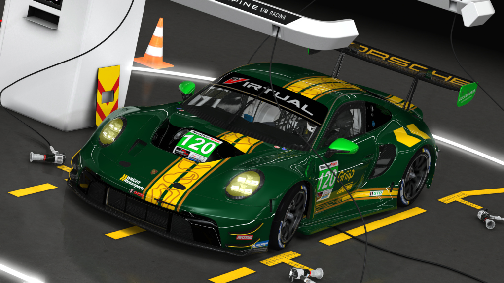Porsche 992 GT3 R, skin 120 Wright Motorsport Green